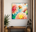 Dahlia Flowers Glass Wall Art, photo print on glass, prints on glass wall art