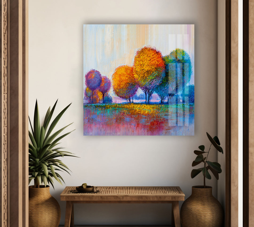 Colorful Trees Tempered Glass Wall Art - MyPhotoStation