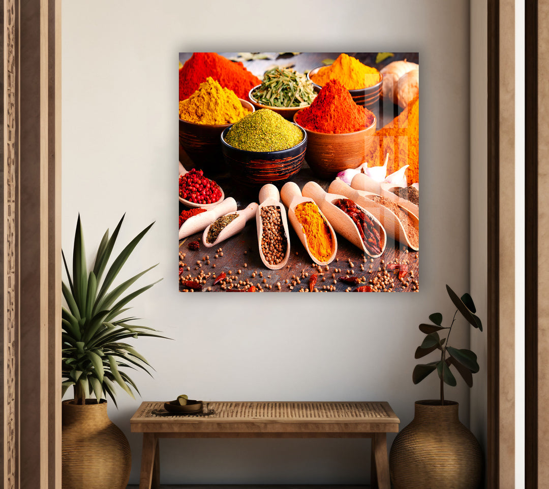 Vivid Spices Glass Wall Art, large glass photo prints, glass wall photos