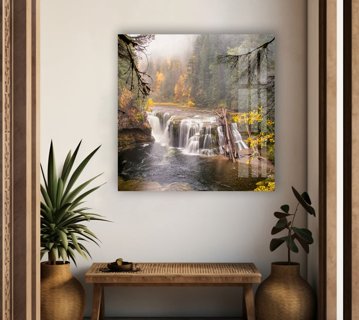 Lower Lewis River Falls Glass Wall Art print on glass, glass printed photos