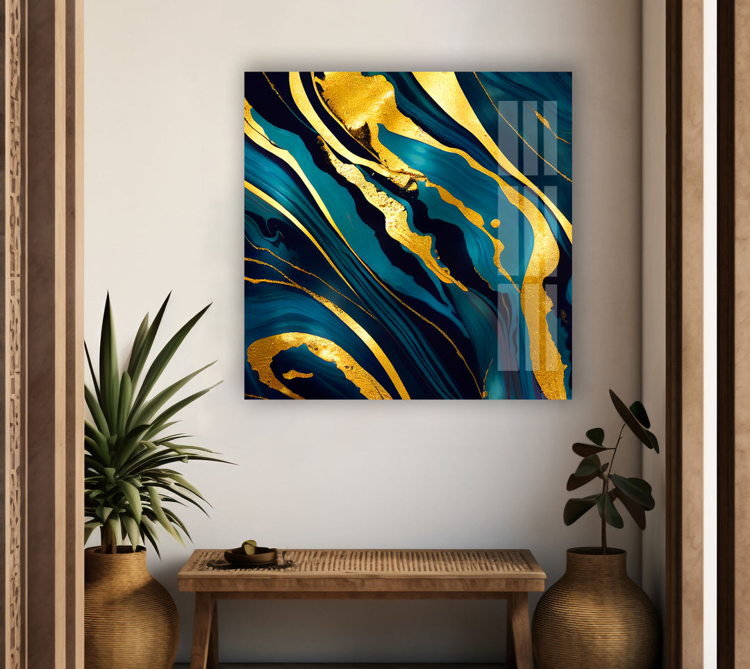 Alcohol Ink Gold Abstract Glass Wall Art glass image printing, glass prints from photos