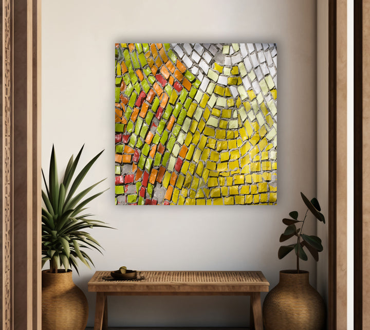 Mosaic Bricks Abstract Glass Wall Art