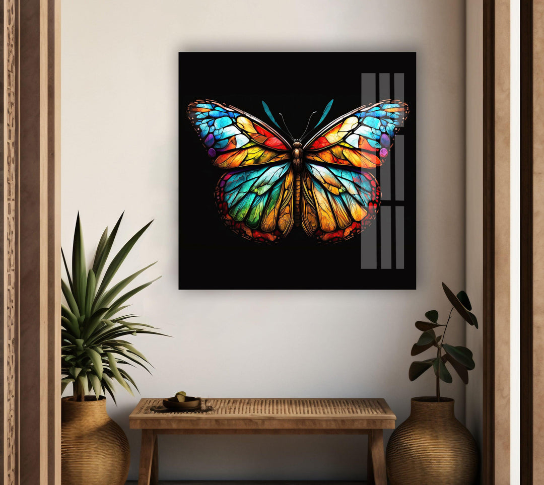 Colored Butterfly Glass Wall Art photo print on glass, prints on glass wall art