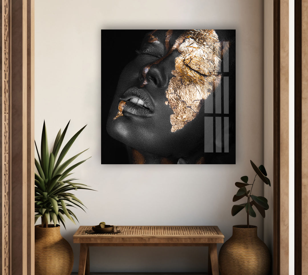 Gold Woman Tempered Glass Wall Art - MyPhotoStation