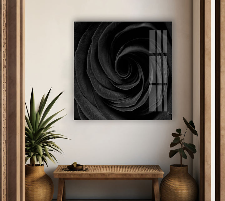 Black Rose Glass Wall Art, Glass Printing Wall Art, Print photos on glass