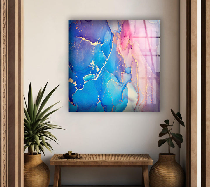 Pink Fluid Art Abstract Glass Wall Art