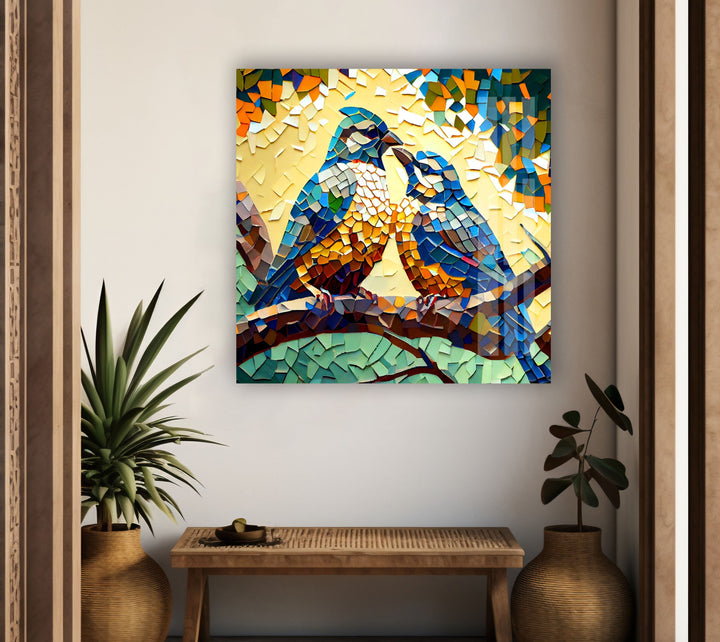 Mosaic of Birds Glass Wall Art large glass photo prints, glass wall photos