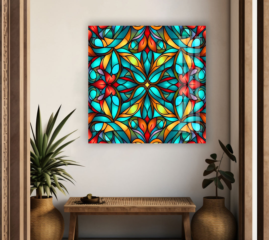 Seamless Pattern Stained Glass Wall Art large glass photo prints, glass wall photos