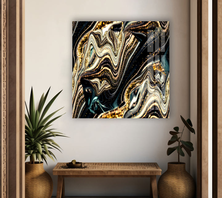 Dark abstract tempered glass wall art