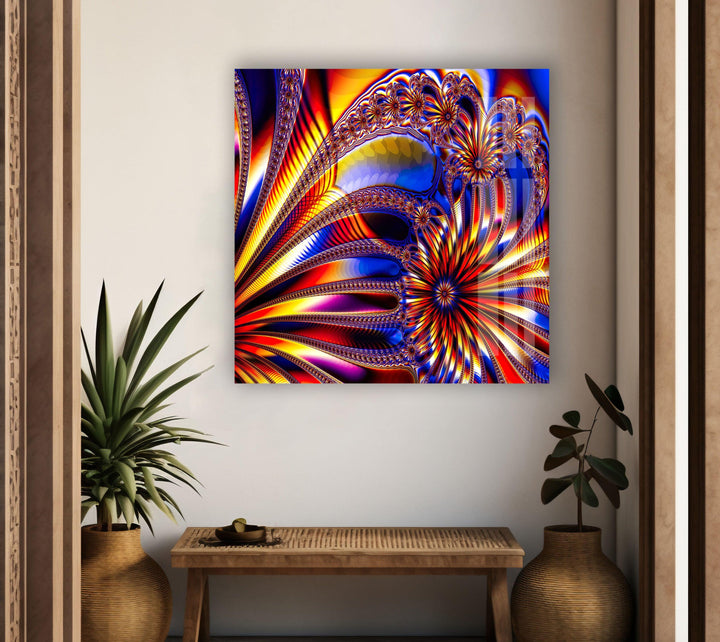 Blue & Orange Abstract Colored Glass Wall Art art glass wall art, glass wall art pictures
