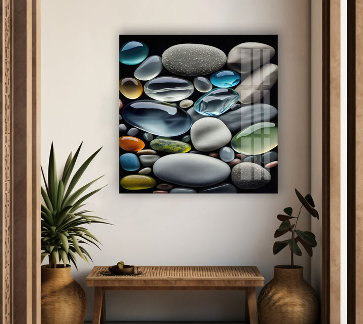 Transparent Coloured Stones Glass Wall Artwork & Cool Art Prints