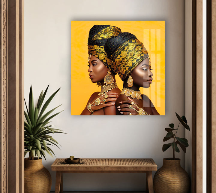 African Headwrap Woman Glass Wall Art