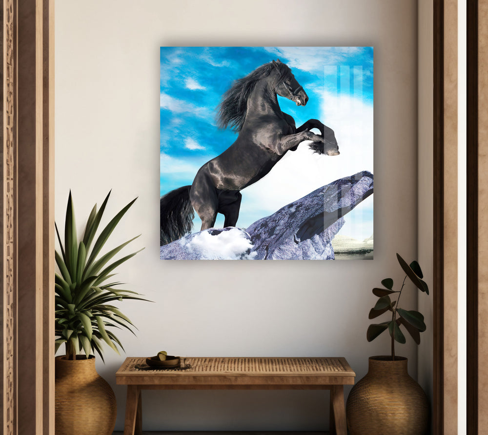 Prancing Horse Glass Wall Art Glass Printing Wall Art, Print photos on glass