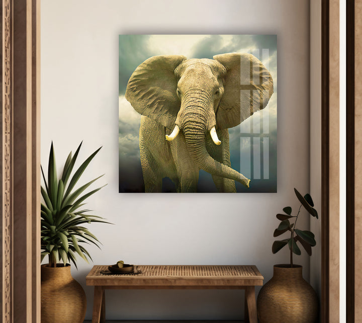 Savannah Elephant Glass Wall Art picture on glass wall art, photos printed on glass