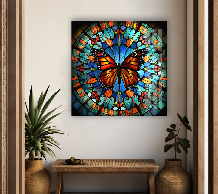 Rainbow Butterfly Glass Wall Art Glass Printing Wall Art, Print photos on glass