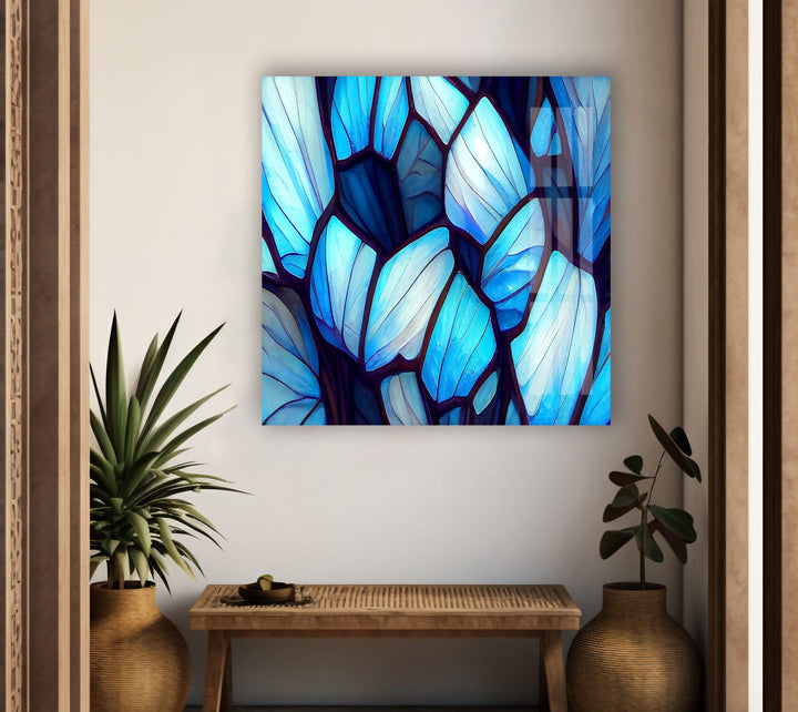 Stained Blue & White Glass Wall Art art glass wall art, glass wall art pictures