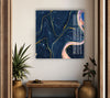 Dark Blue Abstract Tempered Glass Wall Art