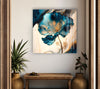 Blue Marble Flower Glass Wall Art, Glass Printing Wall Art, Print photos on glass