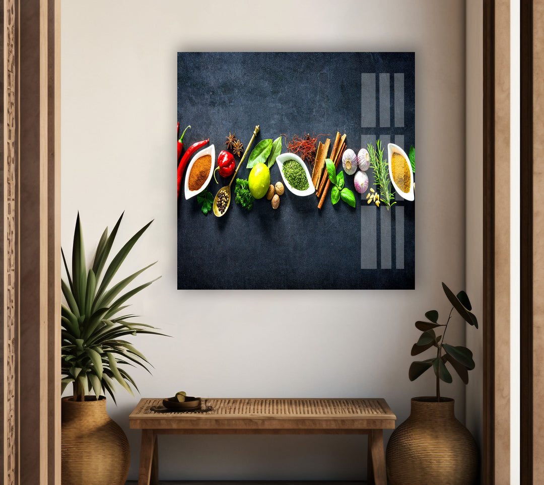 Spices Kitchen Glass Wall Art, photo print on glass, prints on glass wall art