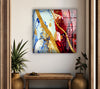 Red and Gold Alcohol ink Tempered Glass Wall Art