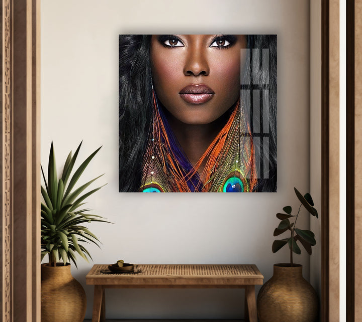 African Face Glass Wall Art