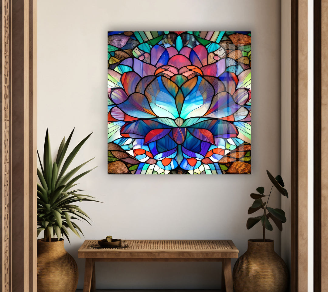 Stained Lotus Floral Glass Wall Art art glass wall art, glass wall art pictures