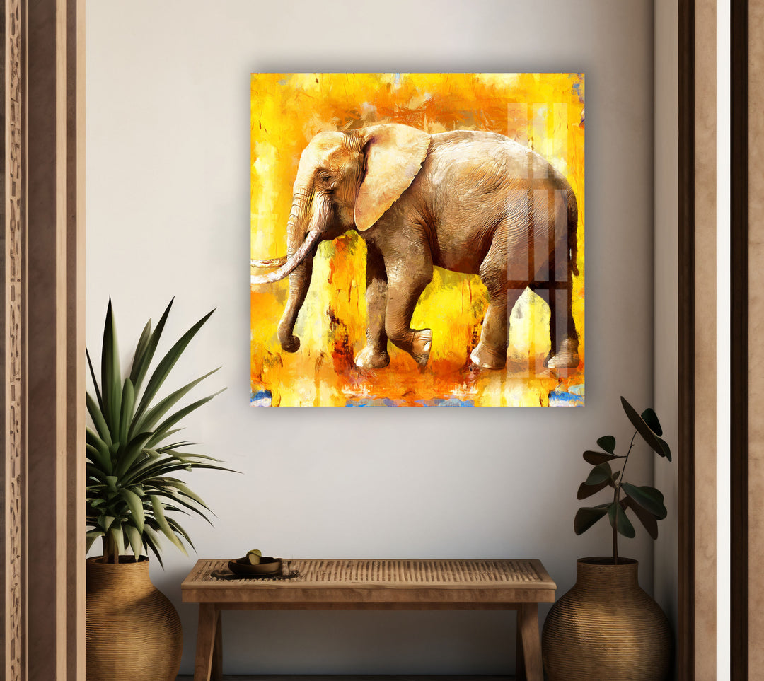 Elephant Painting Glass Wall Art large glass photo prints, glass wall photos