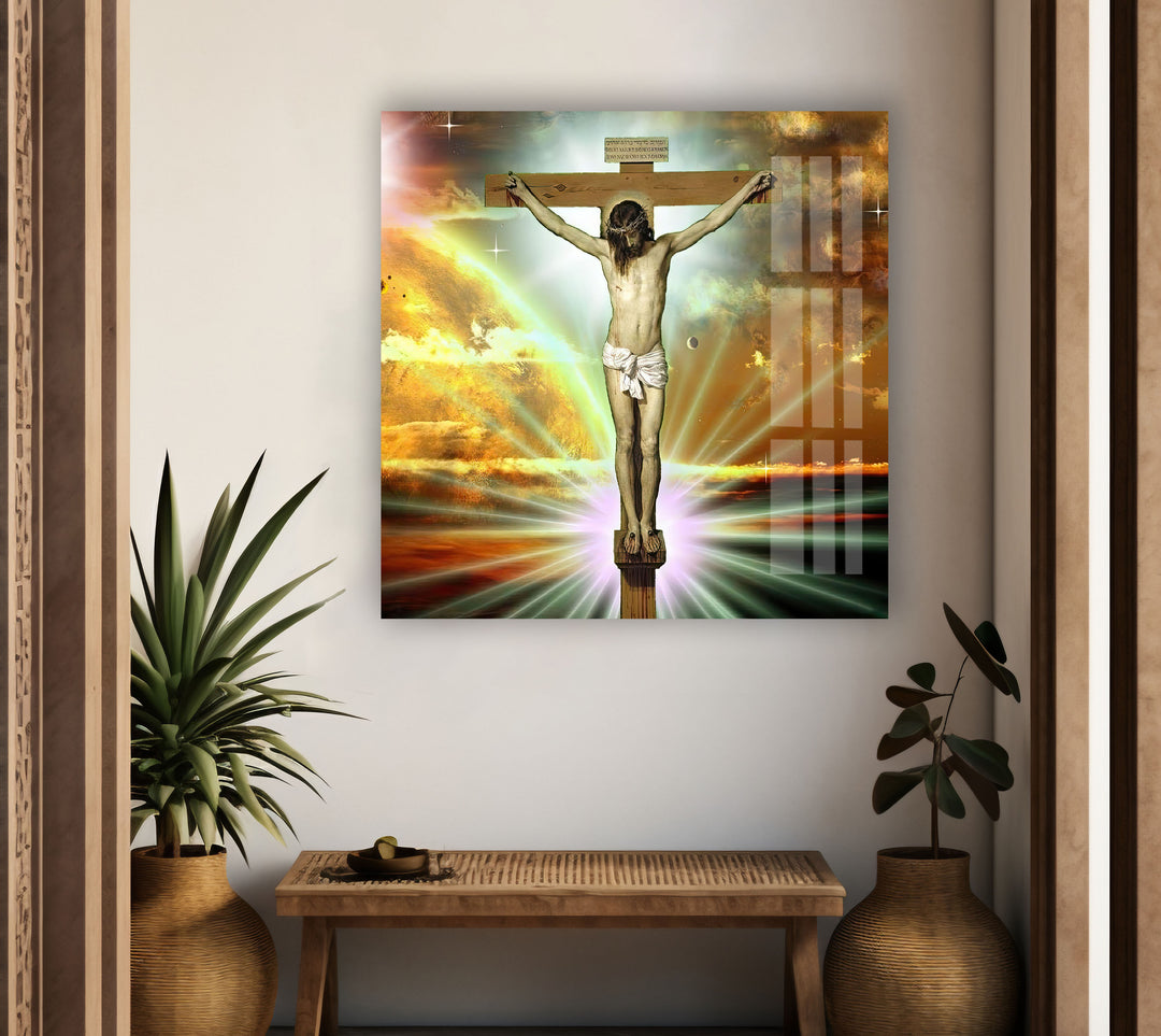 Christian Jesus Cross Tempered Glass Wall Art Designs