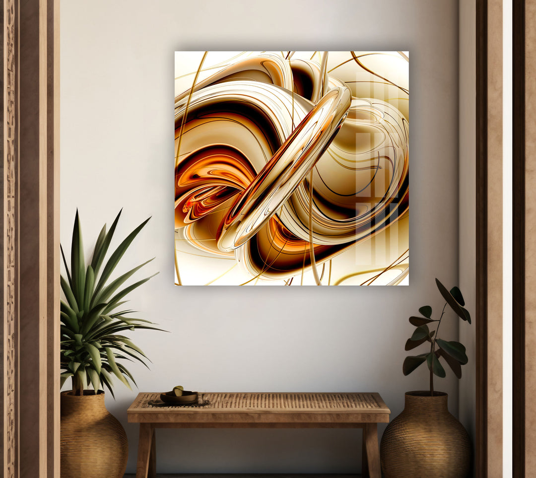 Brown Modern Large Format Abstract Glass Art Prints