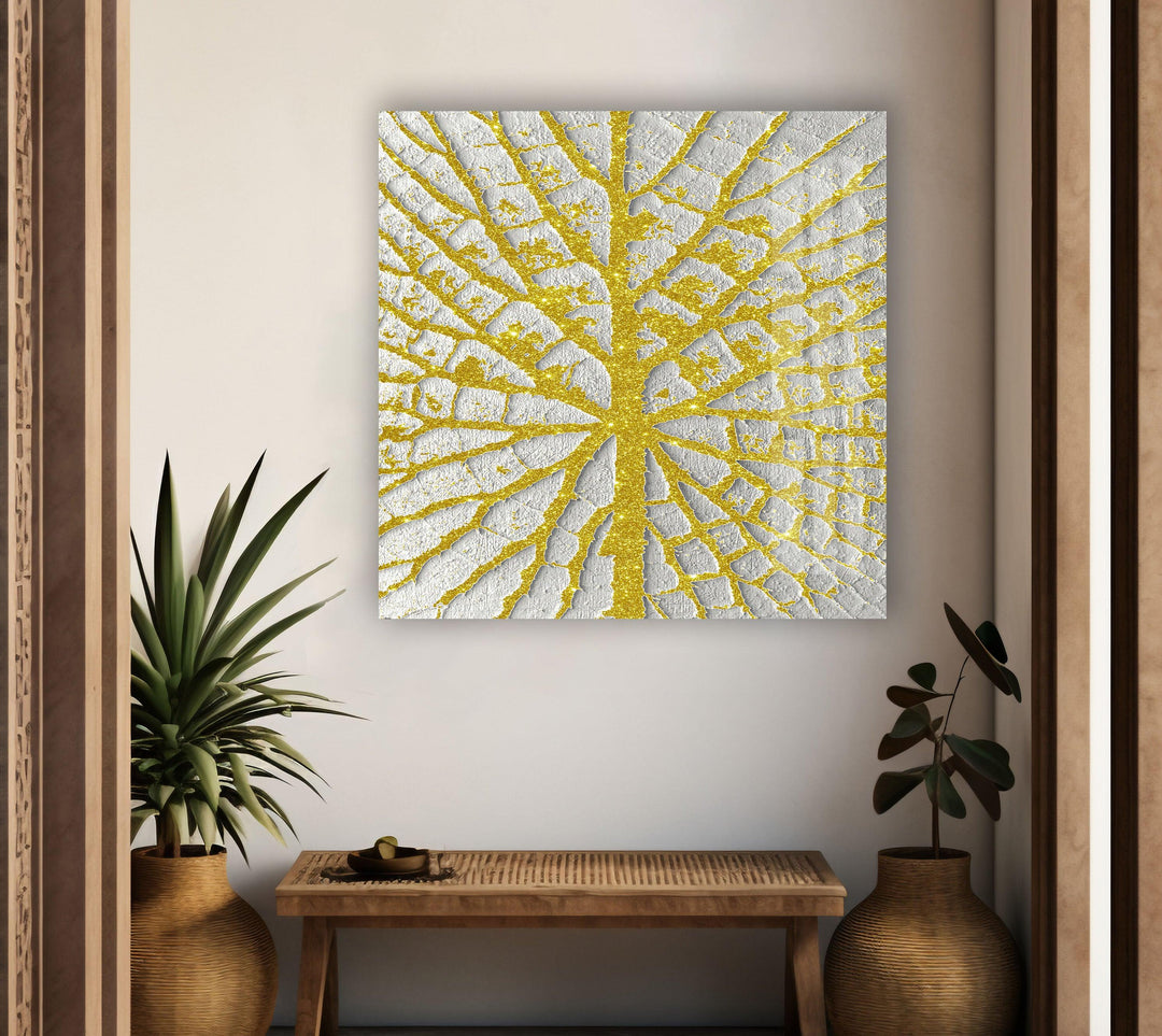 Glitter Golden Tree Glass Wall Art, large glass photo prints, glass wall photos