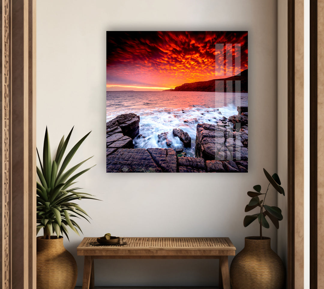 Sky Red at Night Glass Wall Art