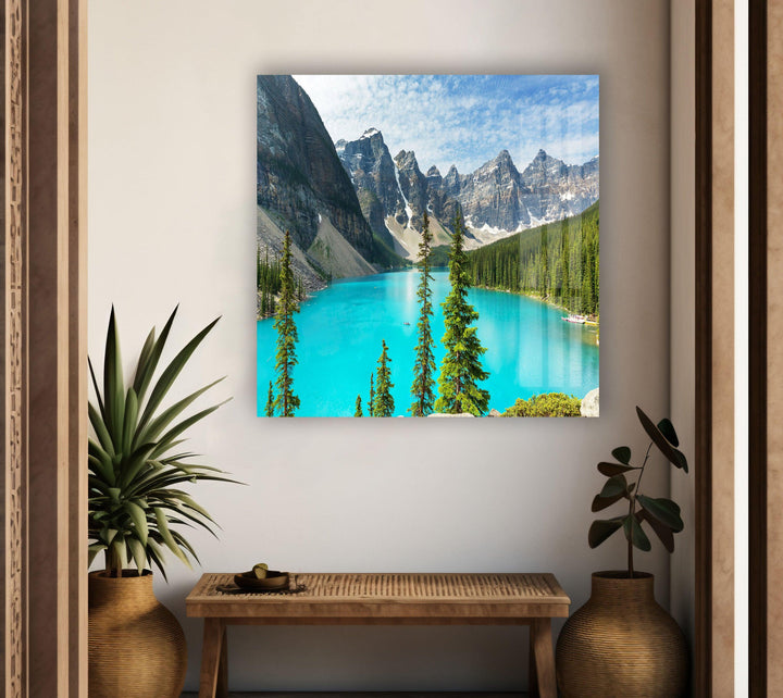 Moraine Lake Landscape Glass Wall Art