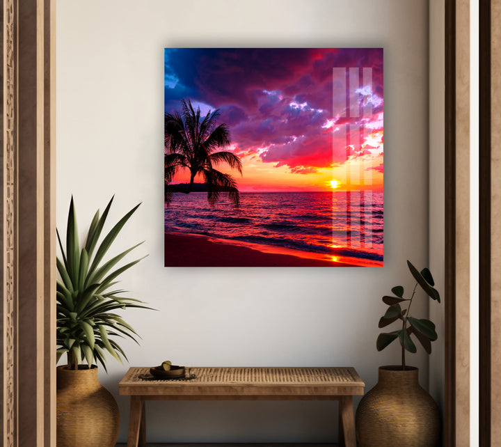 Sunset Red Landscape Glass Wall Art large glass photo prints, glass wall photos