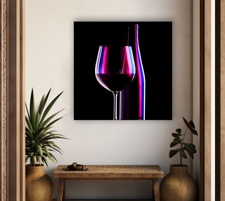 Red Wine Bottle Glass Wall Art, Glass Printing Wall Art, Print photos on glass