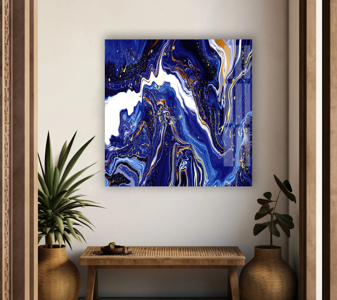 Dark Blue & Gold Marble Glass Wall Art Glass Printing Wall Art, Print photos on glass