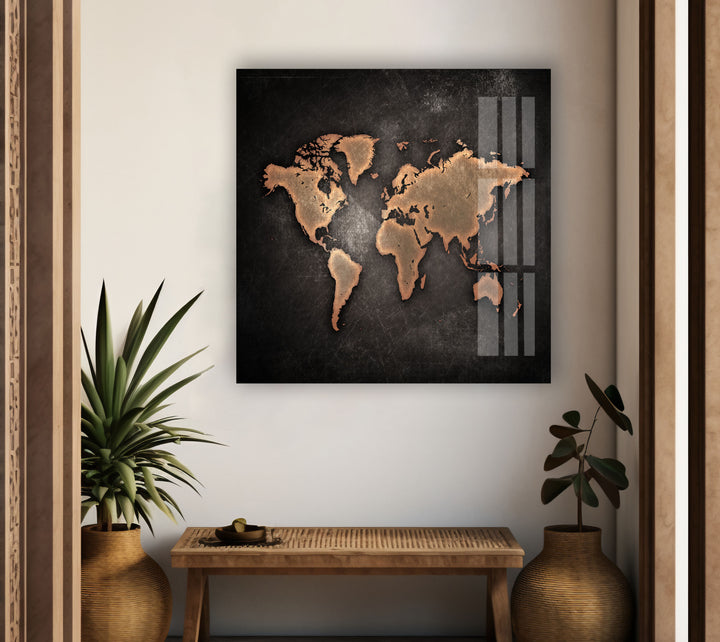 World Map Glass Wall Art, Glass Printing Wall Art, Print photos on glass