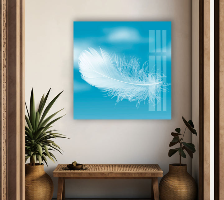 White Feather Cool Wall Artwork & Glass Print Art