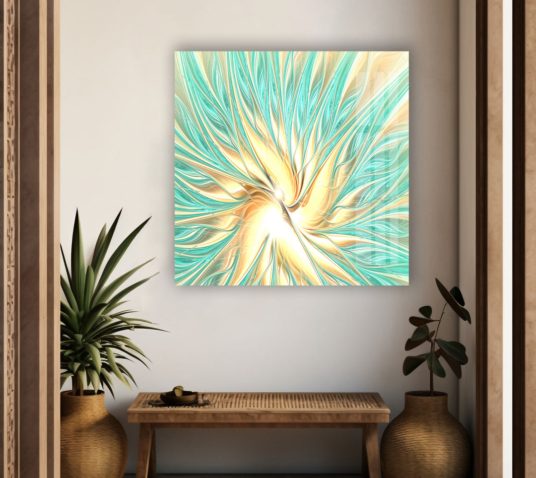 Green Fractal Artworks Glass Wall Art