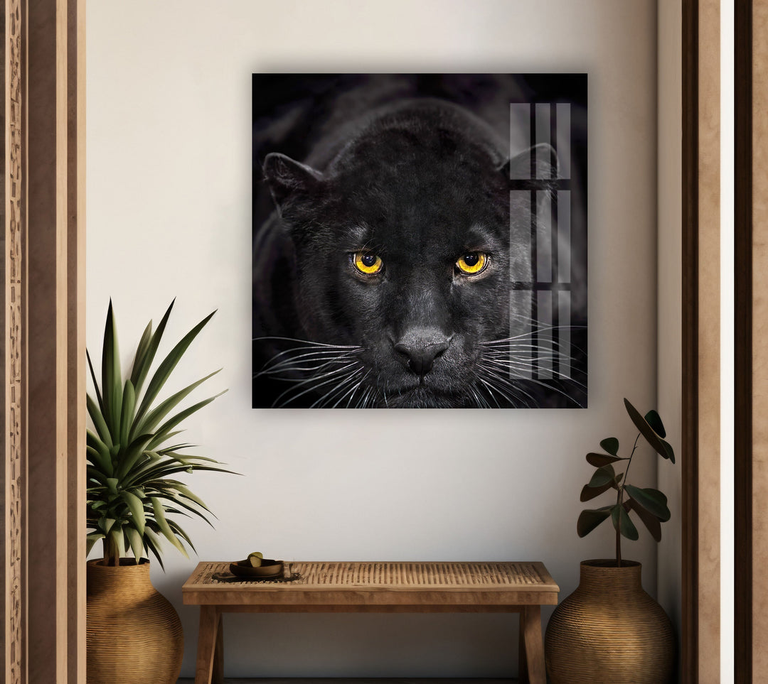 Black Panther Face Glass Wall Art print picture on glass, Tempered Glass Wall Art