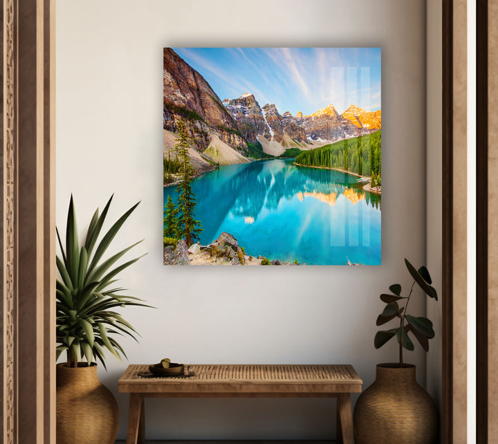 Moraine Lake Colorful Glass Wall Art Glass Printing Wall Art, Print photos on glass