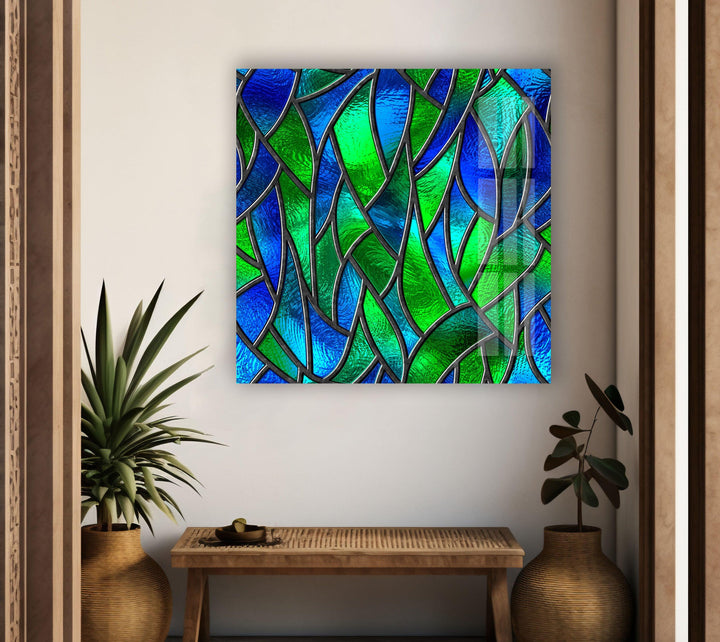 Green Stained Abstract Glass Wall Art glass photo prints, glass picture prints