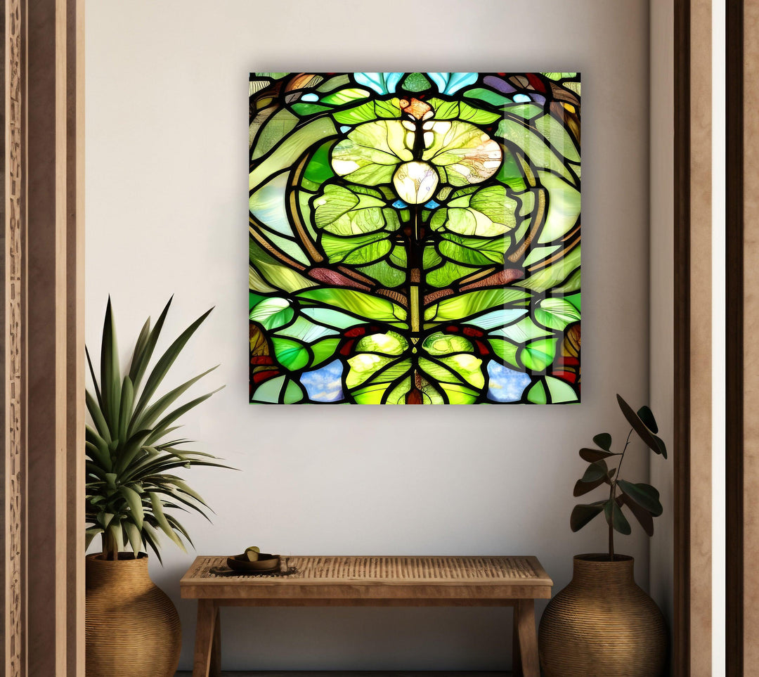 Green Stained Decor Glass Wall Art Glass Printing Wall Art, Print photos on glass