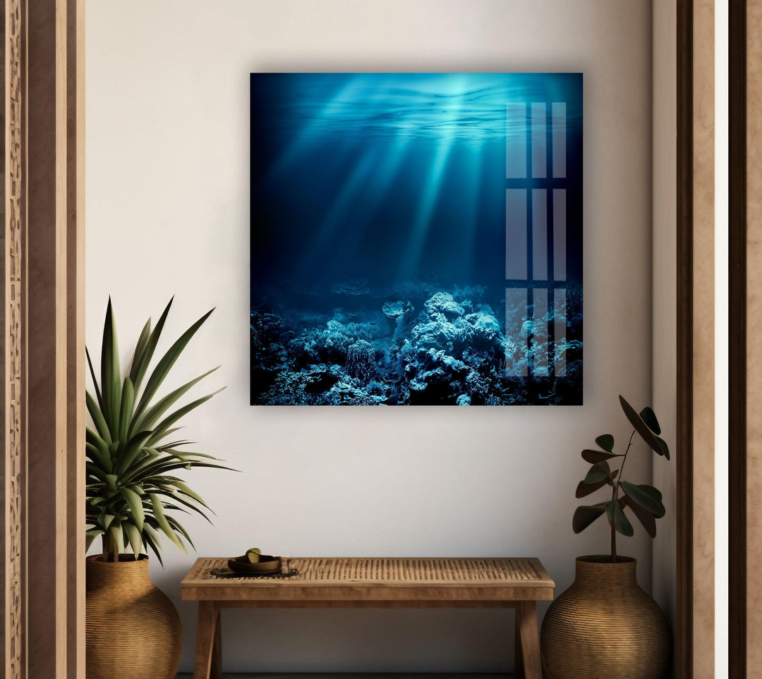 Deep Ocean Blue Glass Wall Art glass image printing, glass prints from photos