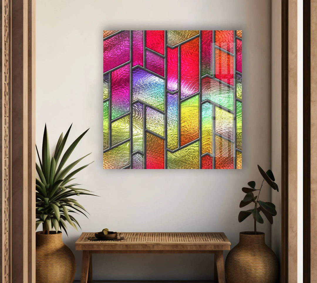 Pink & Yellow Stained Glass Wall Art glass photo prints, glass picture prints
