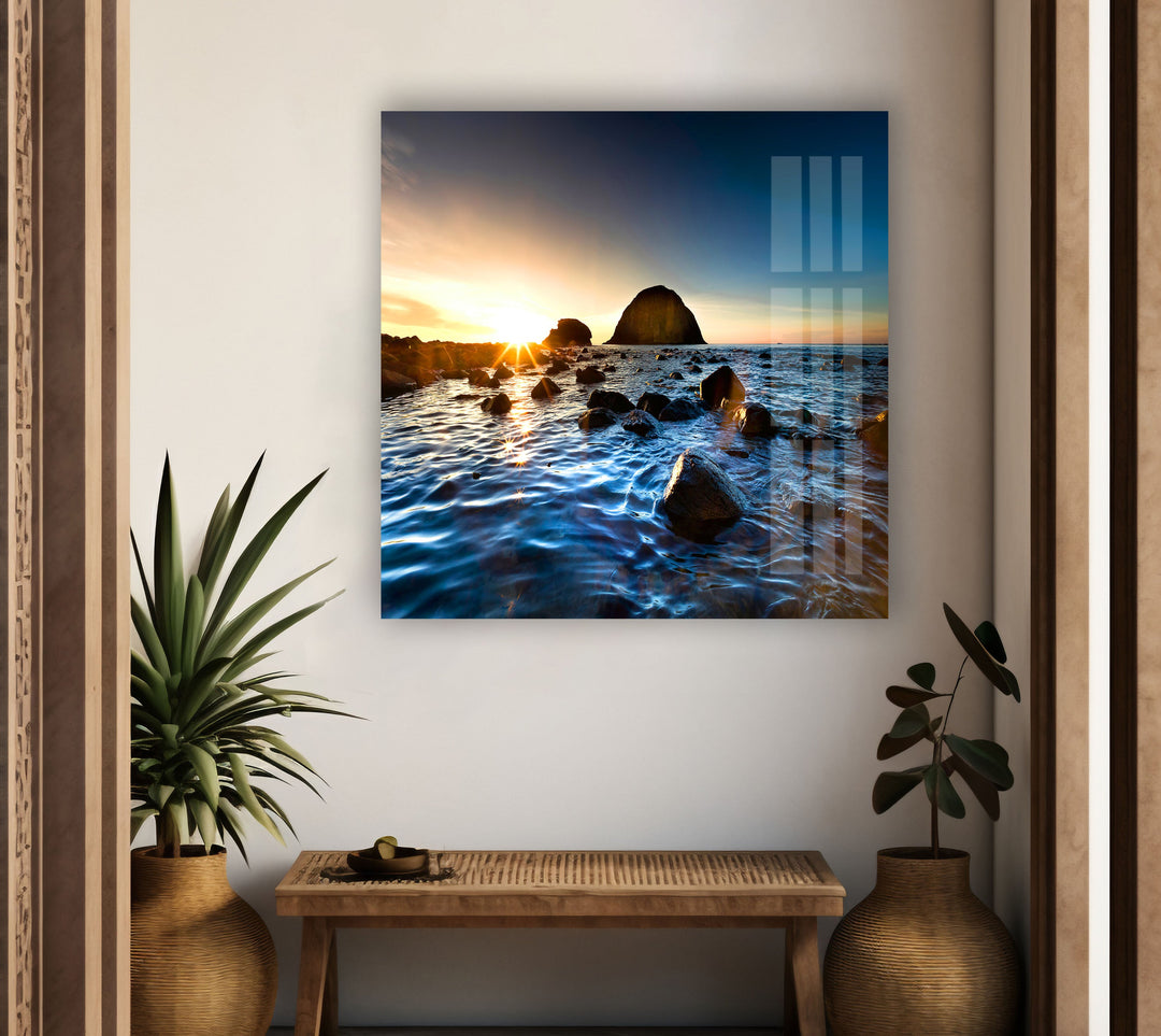 Rocky Shore Landscape Glass Wall Art art glass wall art, glass wall art pictures