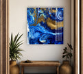 Blue Alcohol ink with Gold veins Wall Decor & Glass Art