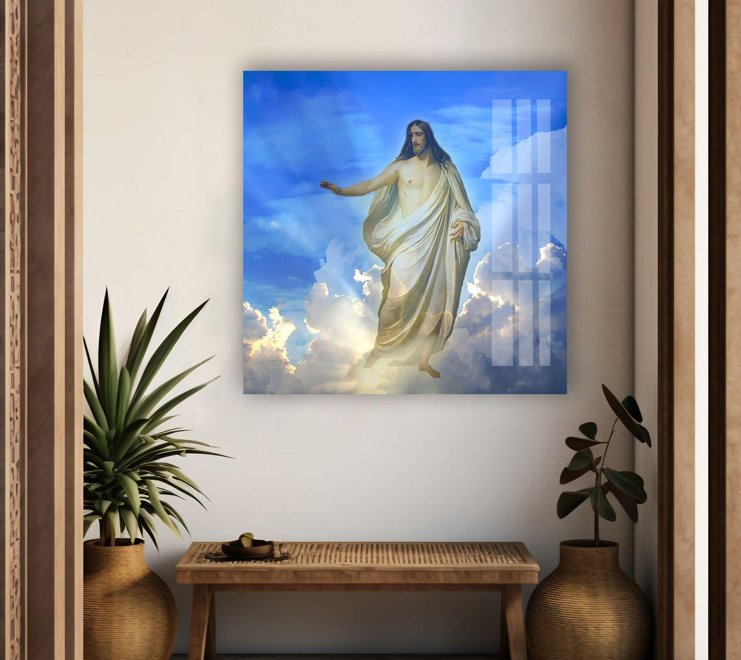 Blue Christian Jesus Cross Print on Glass Designs