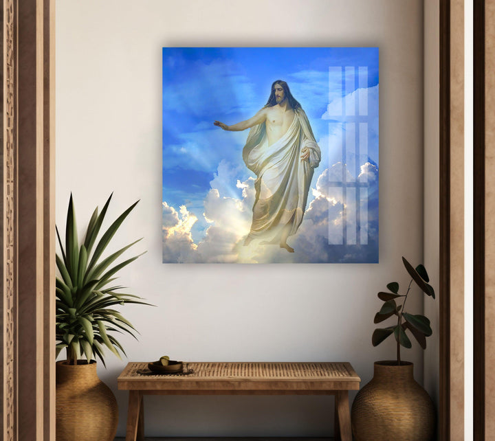 Blue Christian Jesus Cross Print on Glass Designs