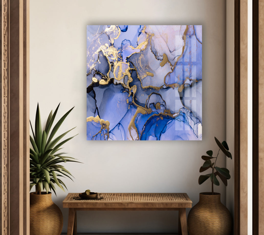 Blue Abstract Alcohol Ink Marble Glass Wall Art art glass wall art, glass wall art pictures