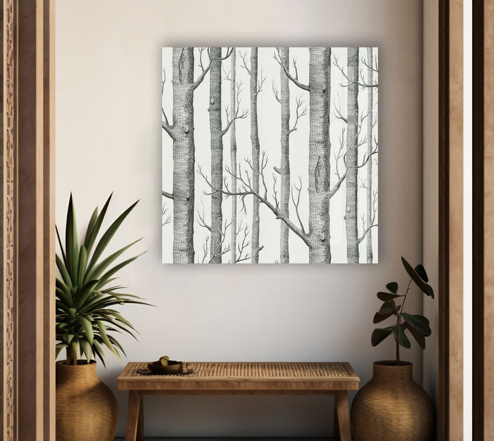 Black and White Trees Glass Wall Art custom glass pictures, glass art prints